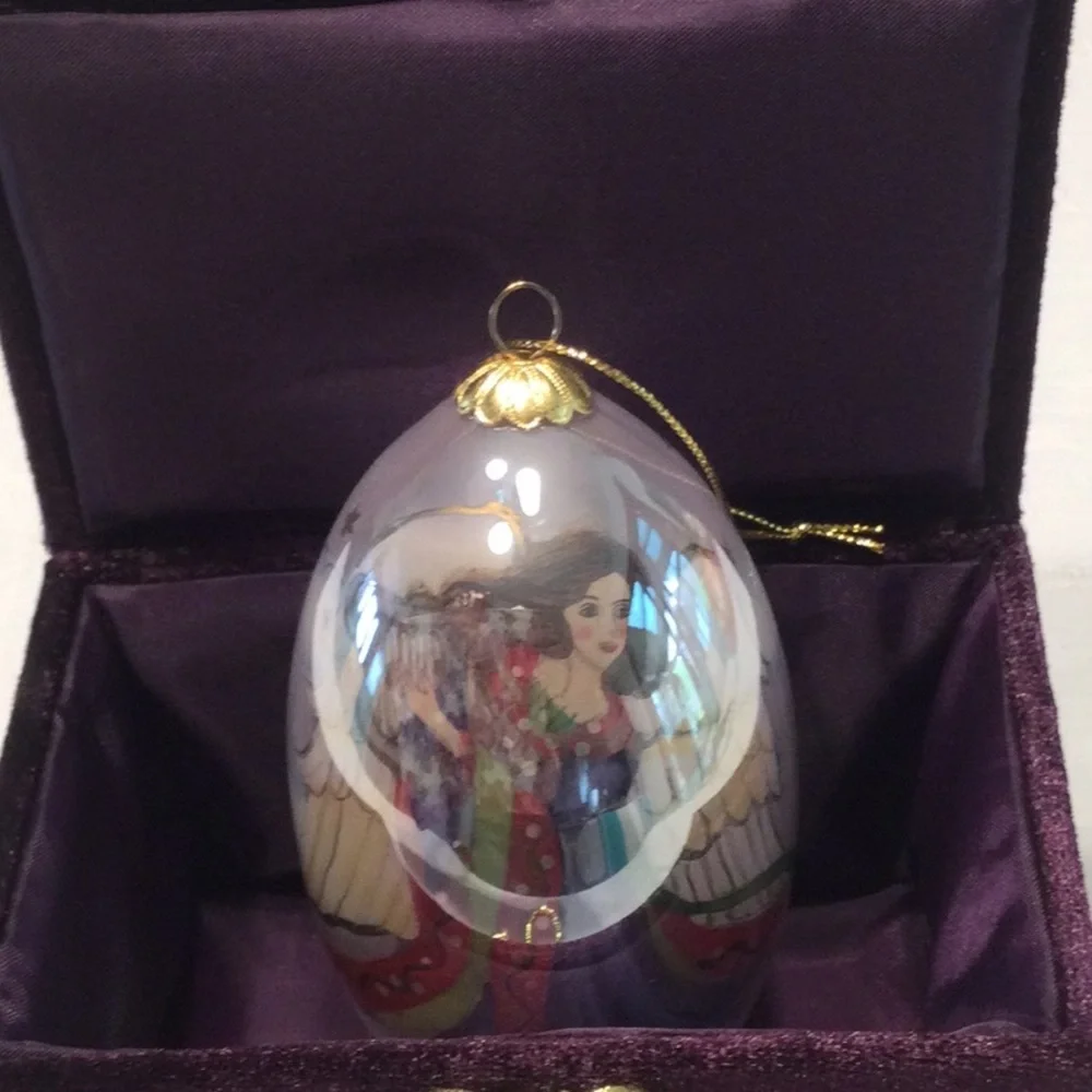 Angel Glass Ornament in Cloth Covered Purple Box​